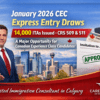 • Trusted immigration consultant in Calgary guiding clients on January 2026 CEC draws