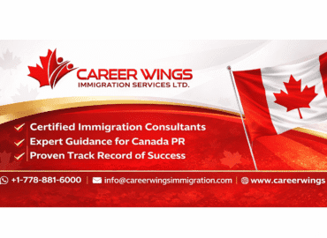Career Wings Immigration Services Ltd banner highlighting Ontario PNP 2026 allocation and certified immigration consulting services in Calgary, Alberta.