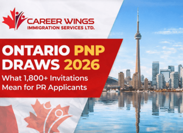 Ontario PNP draws 2026 explained by Career Wings Immigration Services, highlighting over 1,800 provincial nominations and PR opportunities in Ontario